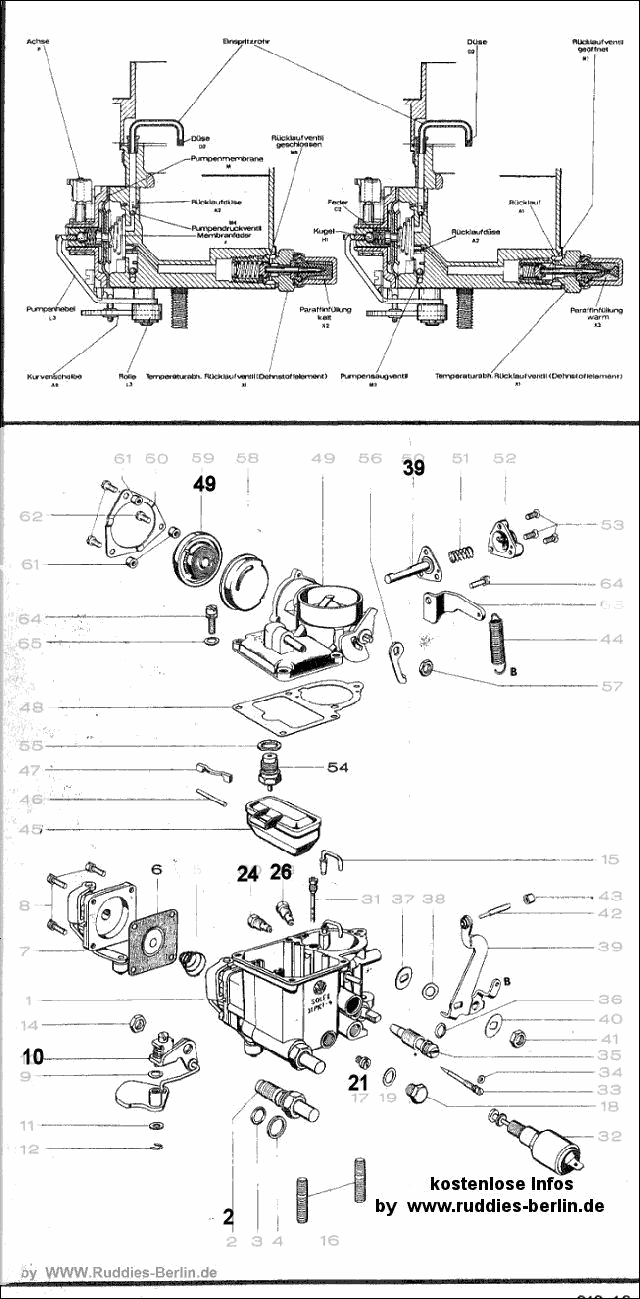 Membrane der Ansaugpumpe für Solex-Vergaser 28/30/31/34 Pict, für