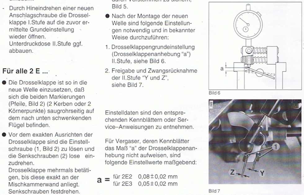 Vergaser reparatur Service-Anweisung 2E2 deutsch