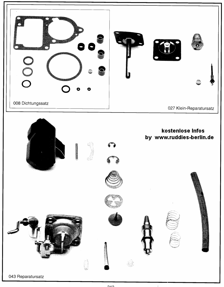 Reparatursatz Rep. Satz Dichtsatz Solex Vergaser VW Käfer Solex 30